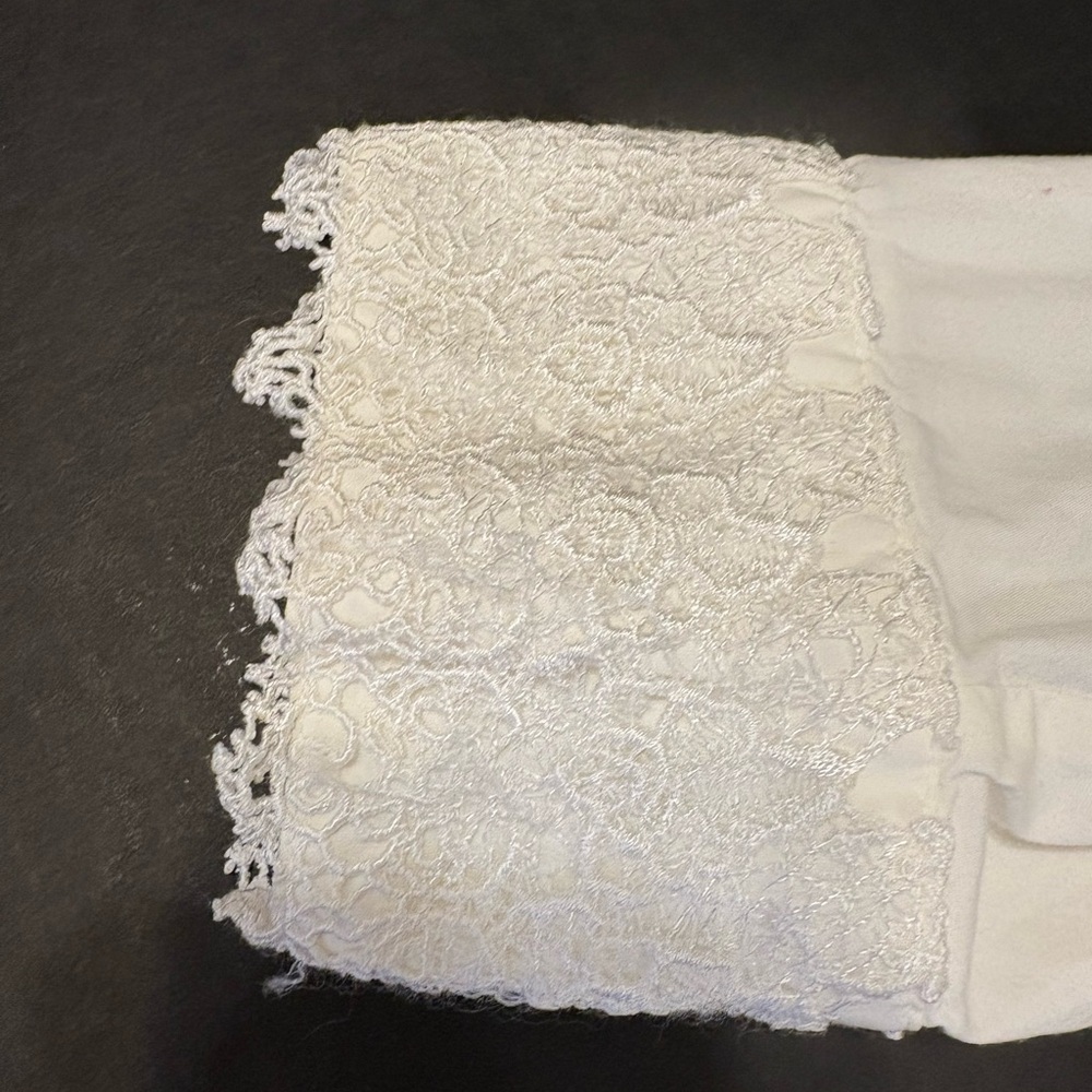 White Button Down Blouse Delicate Whimsical Flora… - image 2